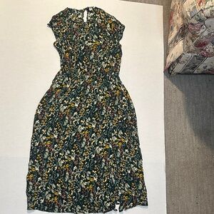 Dark Green Floral Midi Dress